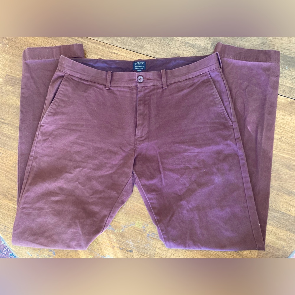 J. Crew Driggs Slim Straight Chino Maroon (34/34)